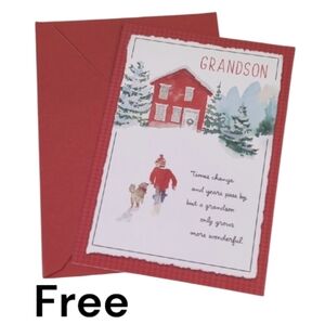 Free With Purchase Grandson Holiday Christmas Card with Red Envelope